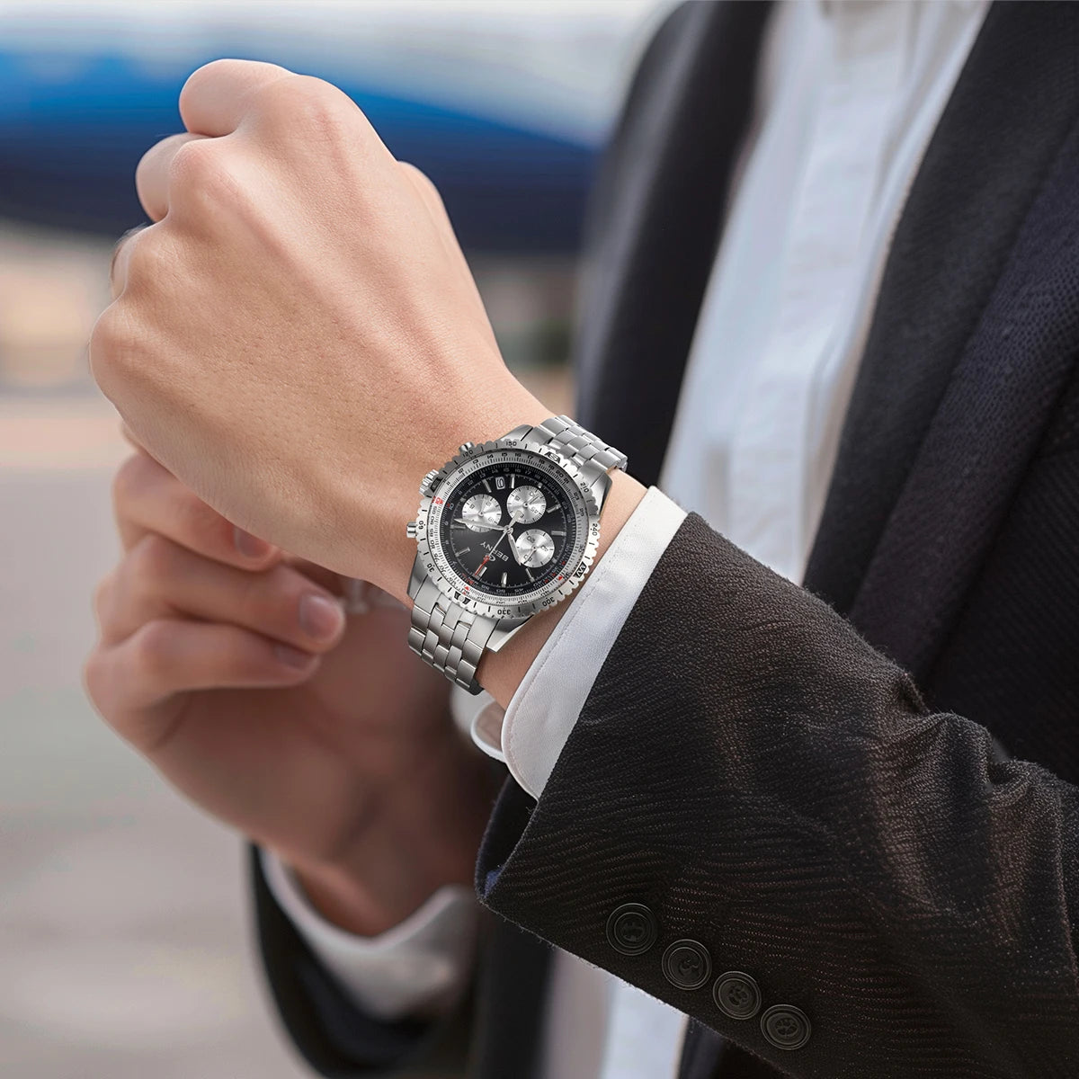 Chronograph Watches for Men Aviation Multifunction Quartz