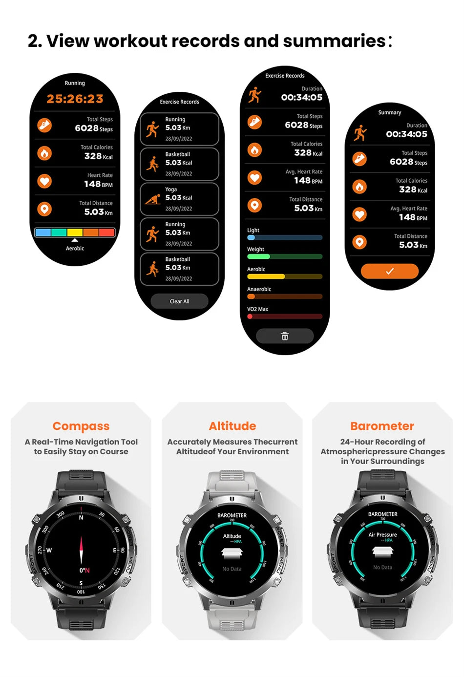 T-Rex 3 Military Grade 1000mAh Battery Smart Watch Sports