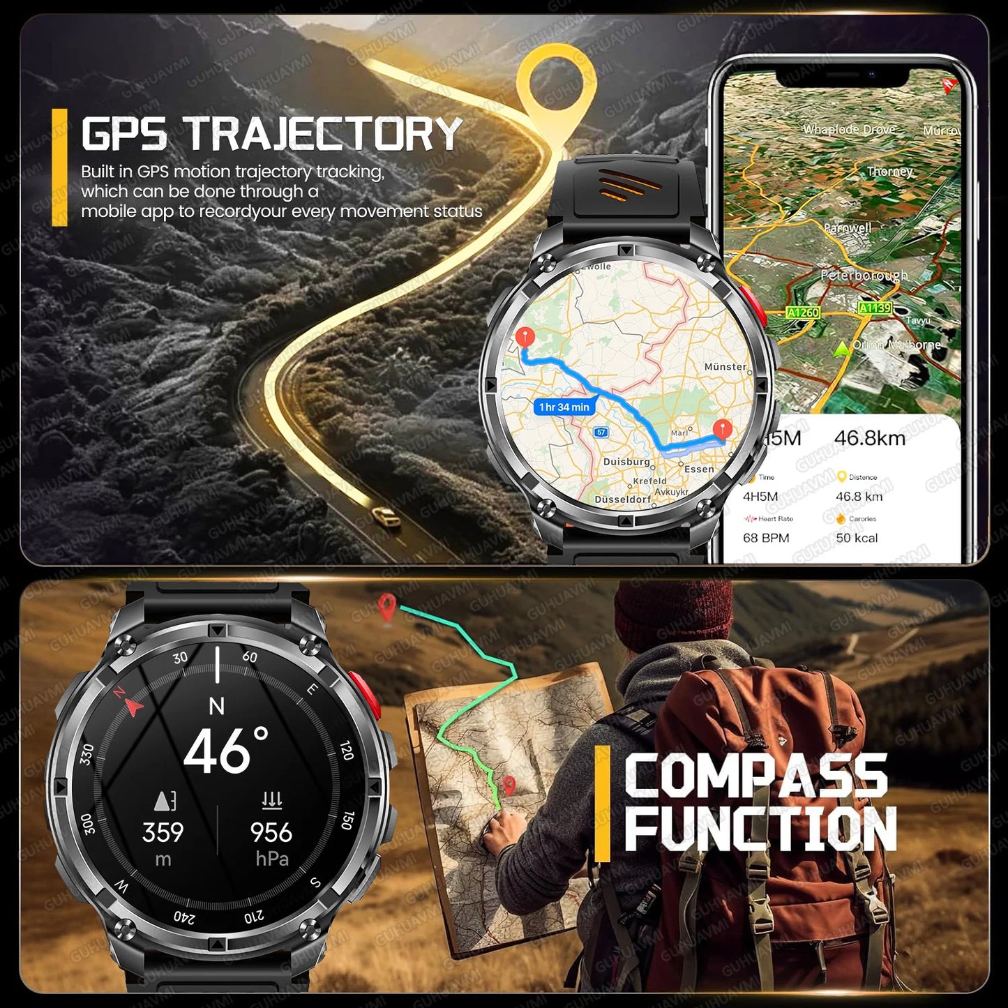 New T-Rex3 Pro 1100mAh Battery Smart Watch GPS Smartwatch
