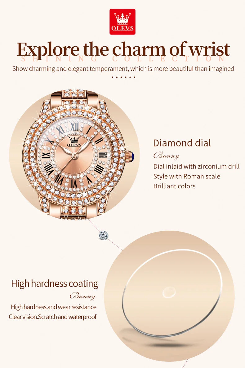 Luxury All Diamond Original Quartz Watch for Women