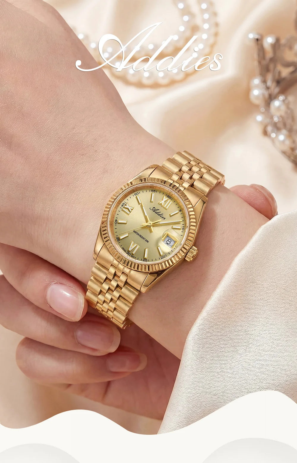 Addies New Ladies Quartz Watch 28mm Sapphire Mirror Watches