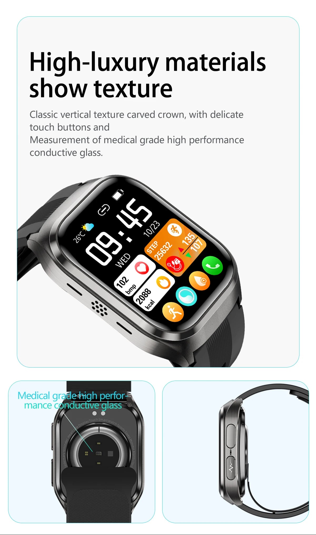 New Airbag Smart Watch Men AI Diagnosis Accurate Blood Pressure