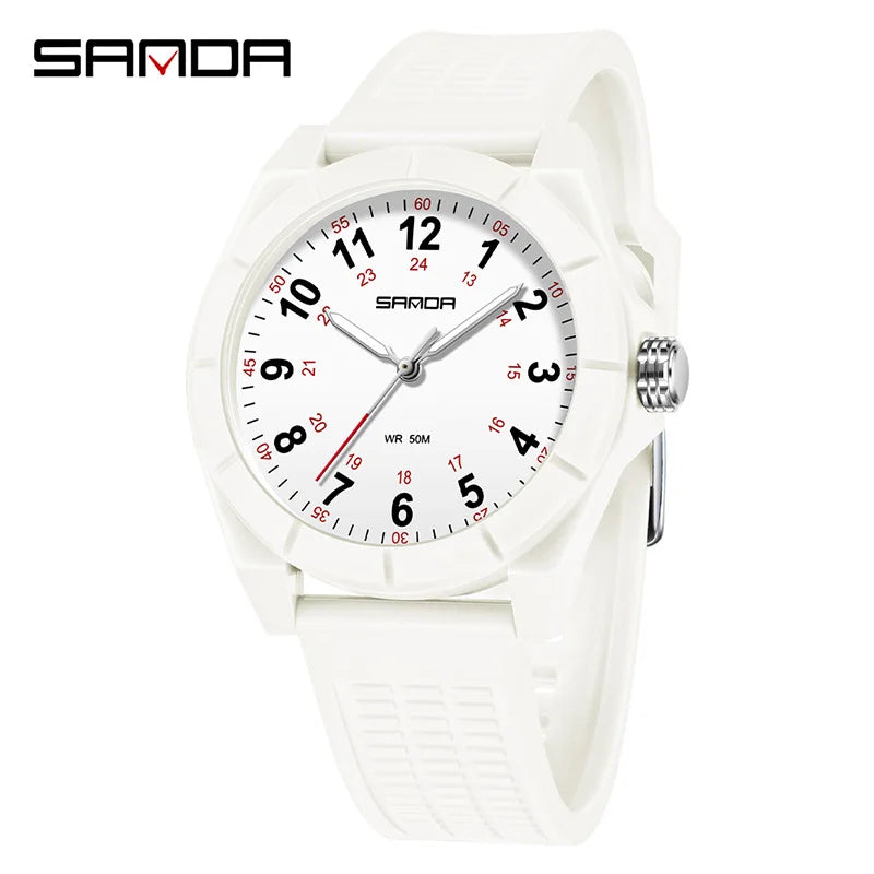 Fashion SANDA 6232 Simple Design Soft Children's Quartz Watch