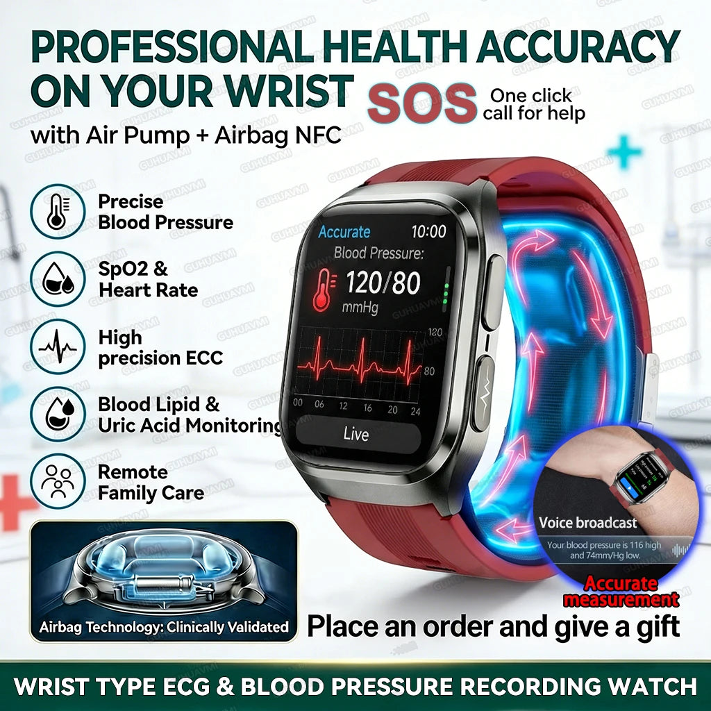 True Blood Pressure Smart Watch Air Pump Airbag Smart Bracelet