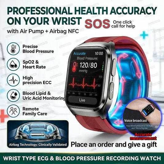 True Blood Pressure Smart Watch Air Pump Airbag Smart Bracelet