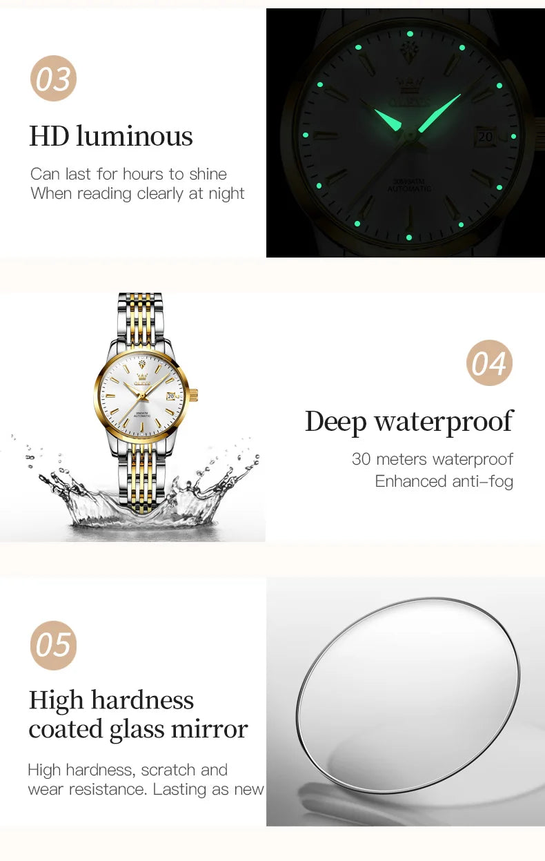 Luxury Brand Ladies Watch Automatic Mechanical Wristwatch