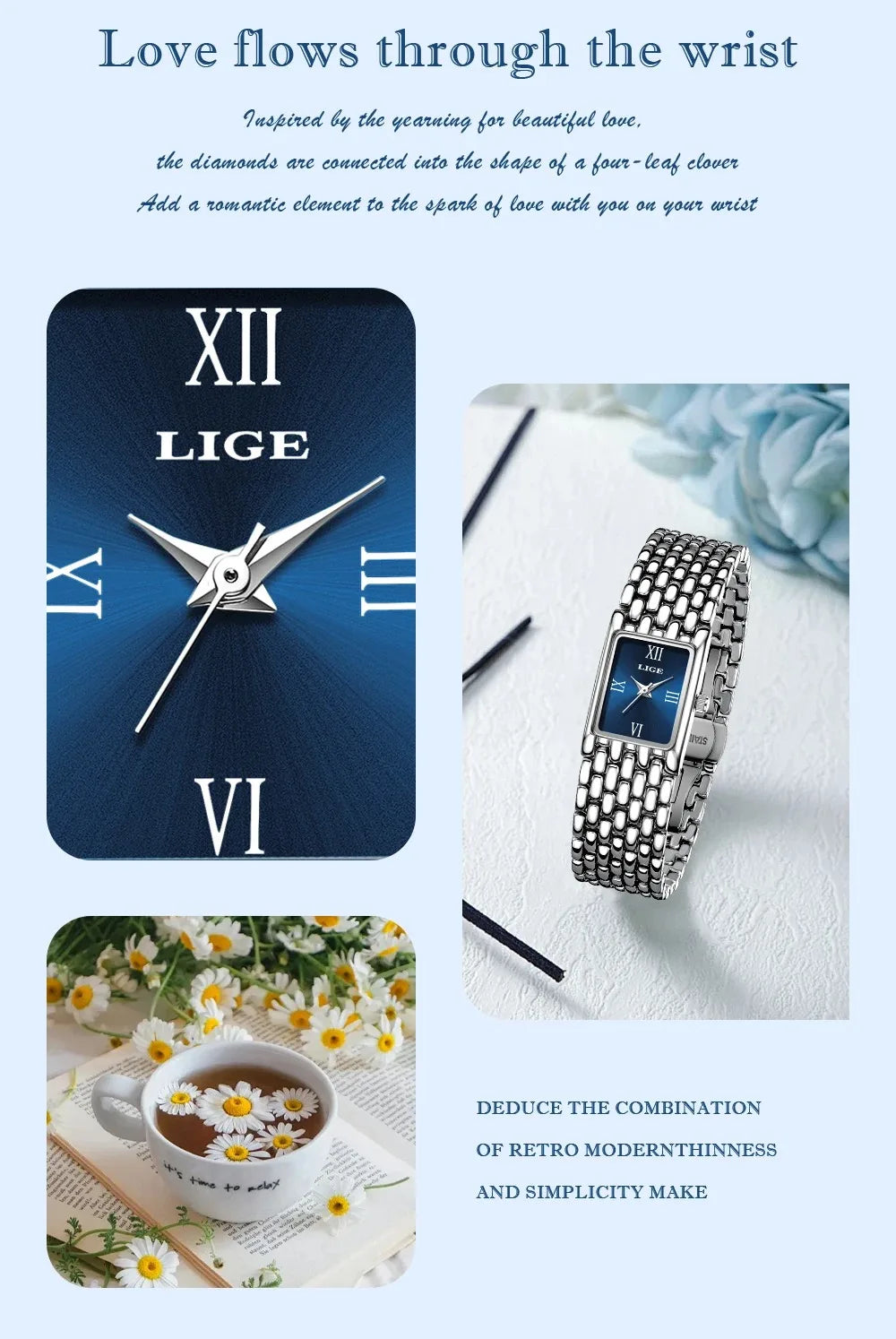 LIGE New Design Ladies Watch Fashion Quartz Wristwatch