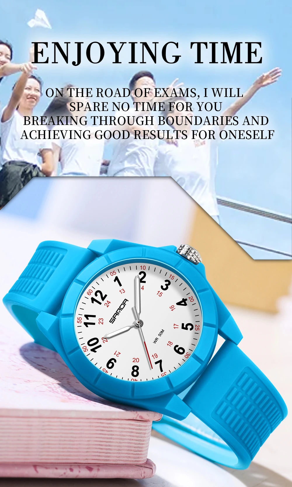 Fashion SANDA 6232 Simple Design Soft Children's Quartz Watch