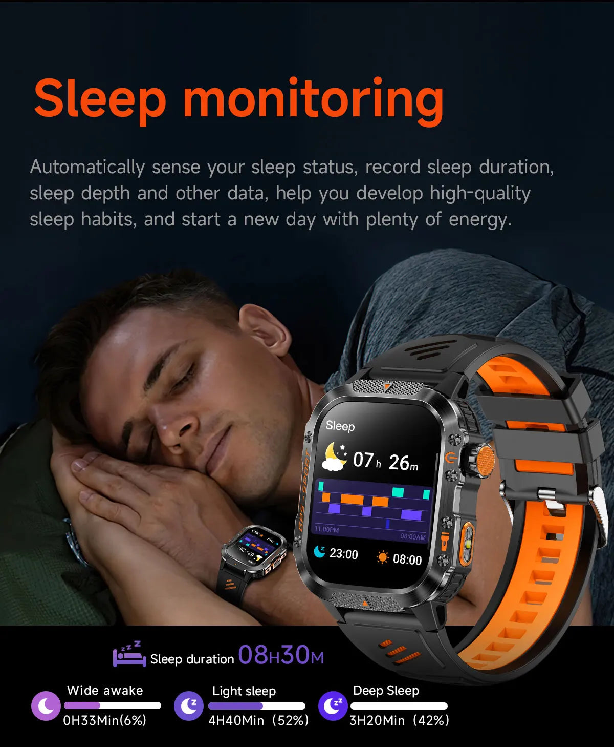 New Military Grade Outdoor GPS Smart Watches Men Compass