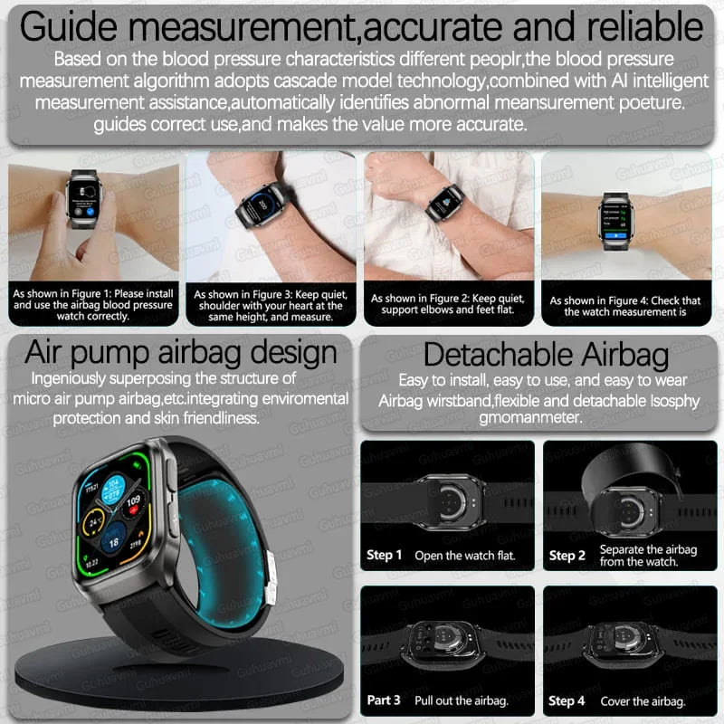 True Blood Pressure Smart Watch Air Pump Airbag Smart Bracelet