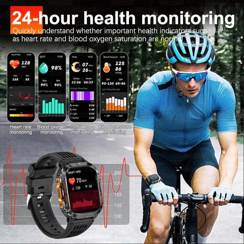 New Military Grade Outdoor GPS Smart Watches Men Compass