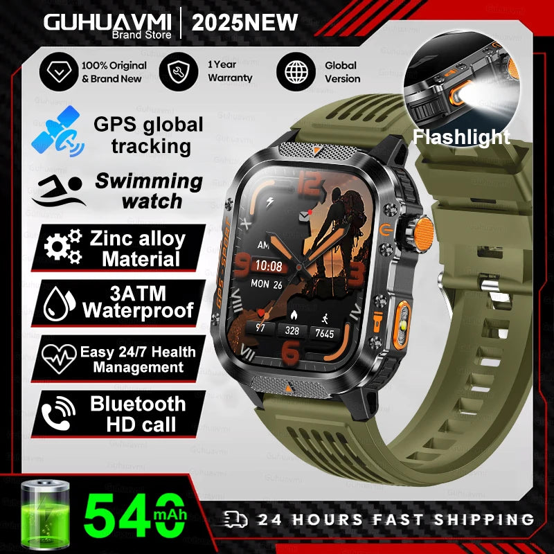 New Military Grade Outdoor GPS Smart Watches Men Compass