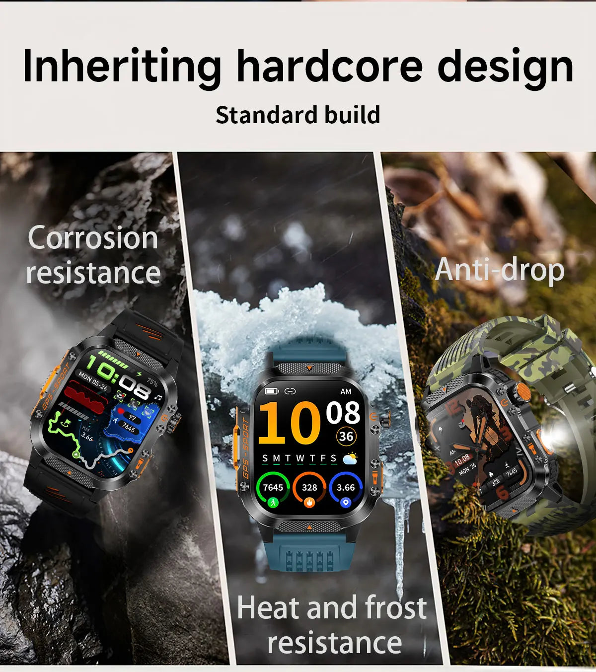 New Military Grade Outdoor GPS Smart Watches Men Compass