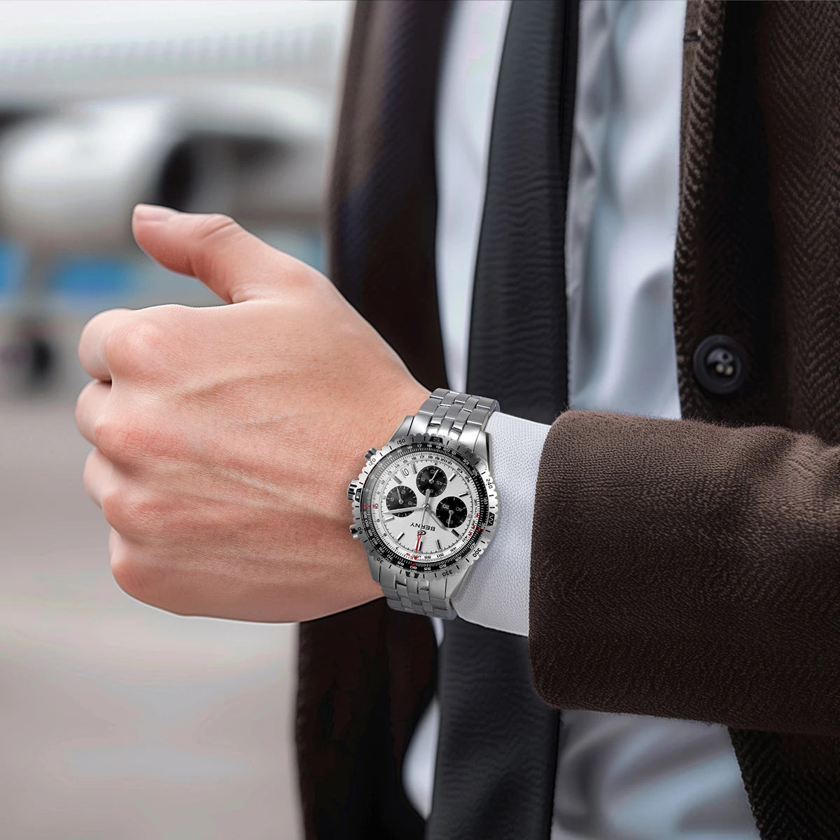 Chronograph Watches for Men Aviation Multifunction Quartz