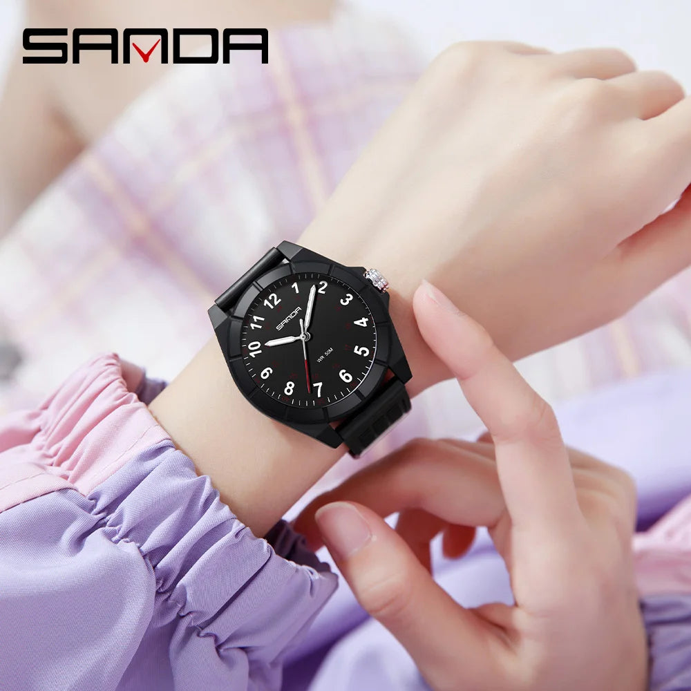 Fashion SANDA 6232 Simple Design Soft Children's Quartz Watch