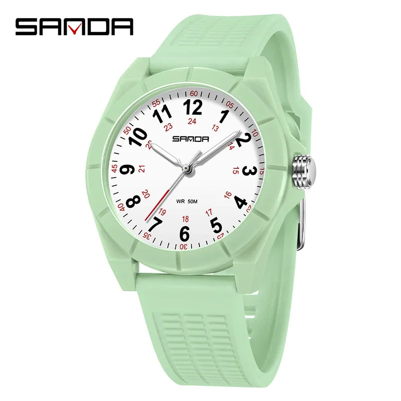 Fashion SANDA 6232 Simple Design Soft Children's Quartz Watch
