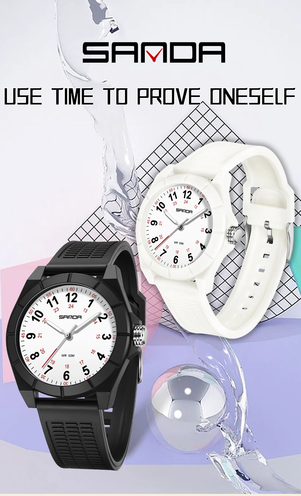 Fashion SANDA 6232 Simple Design Soft Children's Quartz Watch