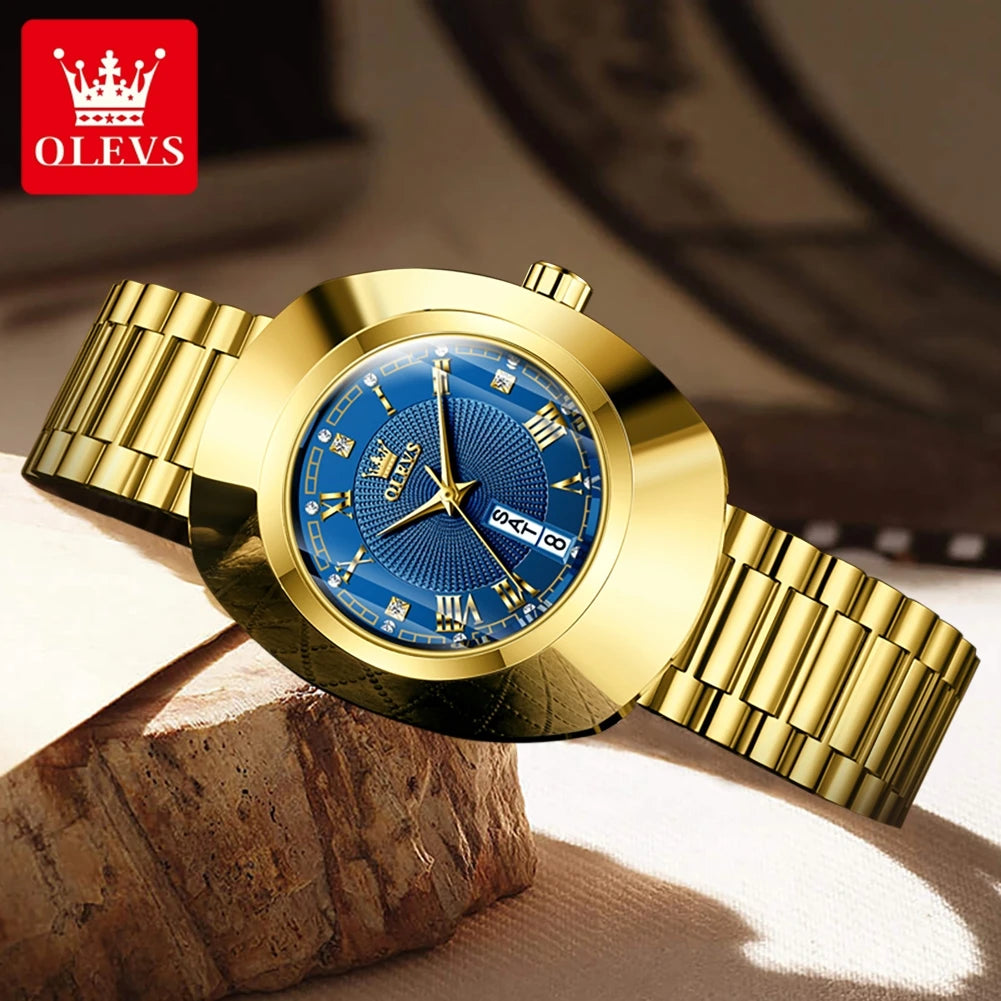 Golden Quartz Watch for Women Fashion Elegant Tungsten