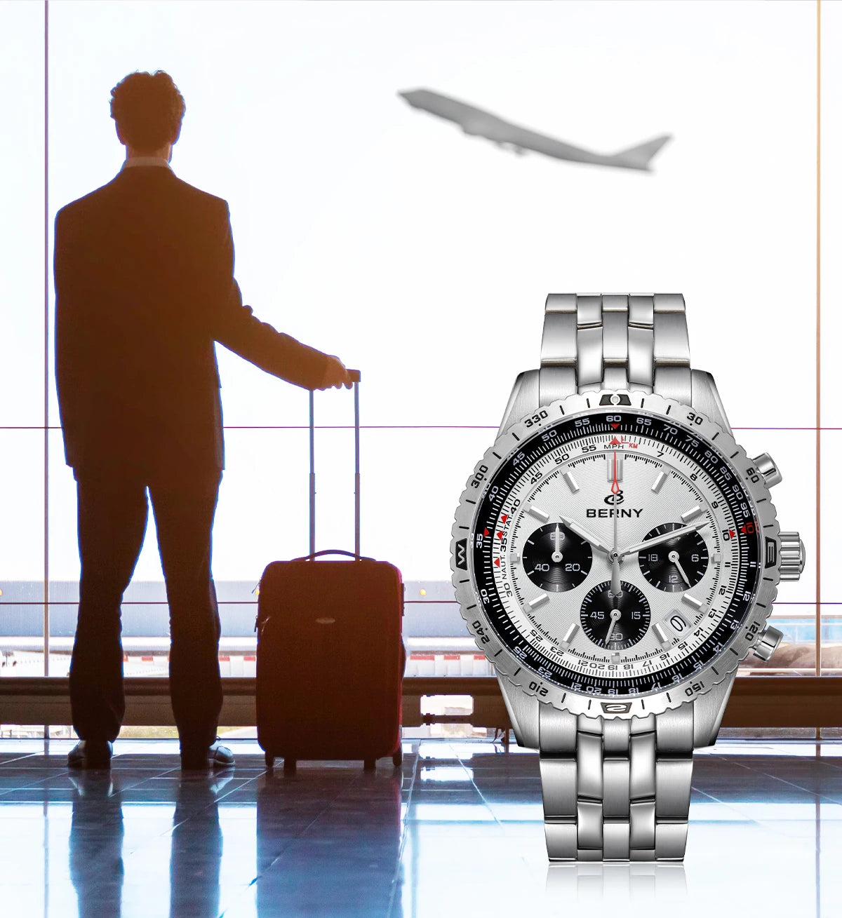 Chronograph Watches for Men Aviation Multifunction Quartz