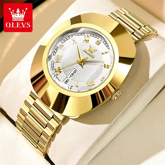 Golden Quartz Watch for Women Fashion Elegant Tungsten