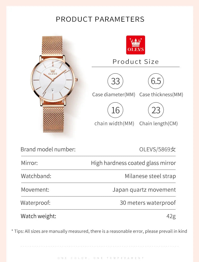 OLEVS Watches For Women Quartz Waterproof Watch Luxury