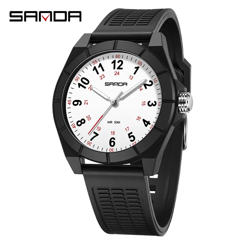 Fashion SANDA 6232 Simple Design Soft Children's Quartz Watch