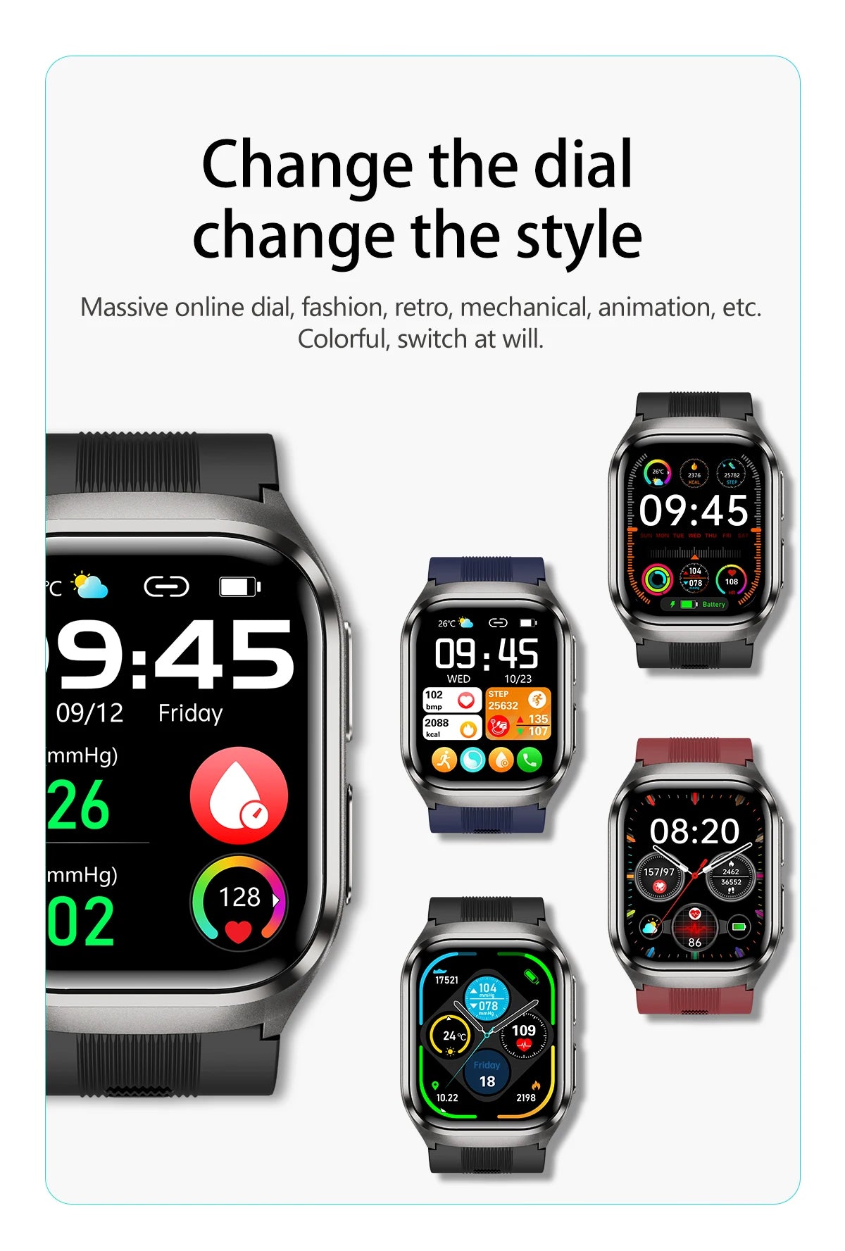 New Airbag Smart Watch Men AI Diagnosis Accurate Blood Pressure