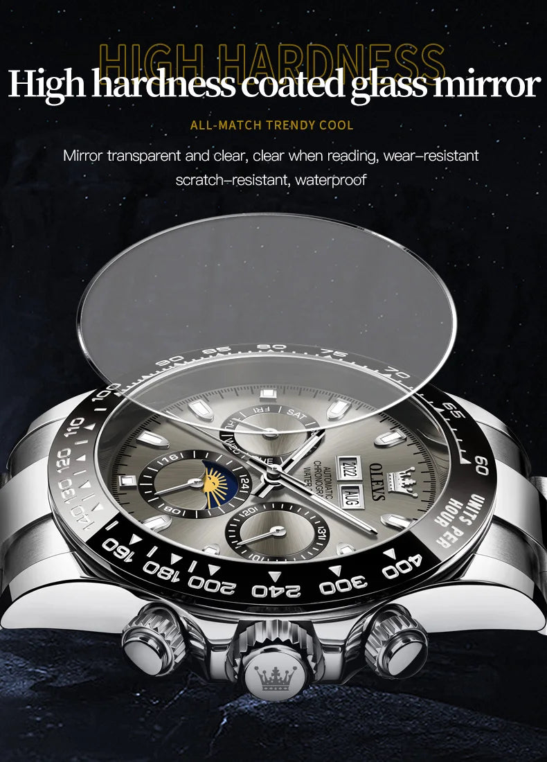 Luxury Mens Watch Chronograph Automatic Mechanical Wristwatch
