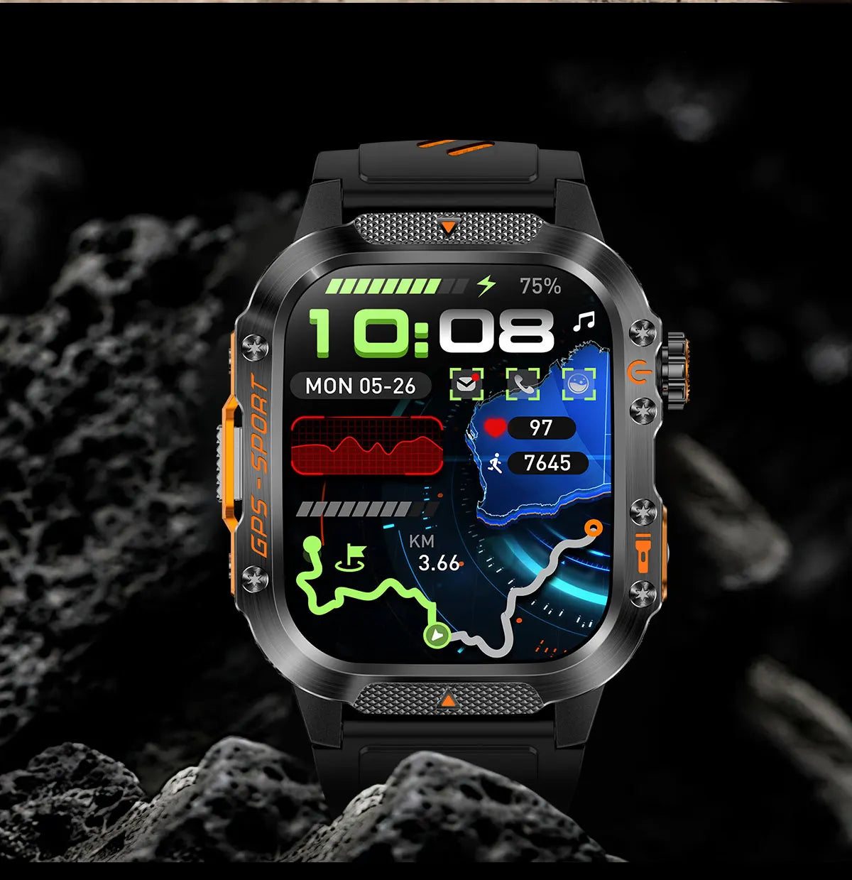 New Military Grade Outdoor GPS Smart Watches Men Compass