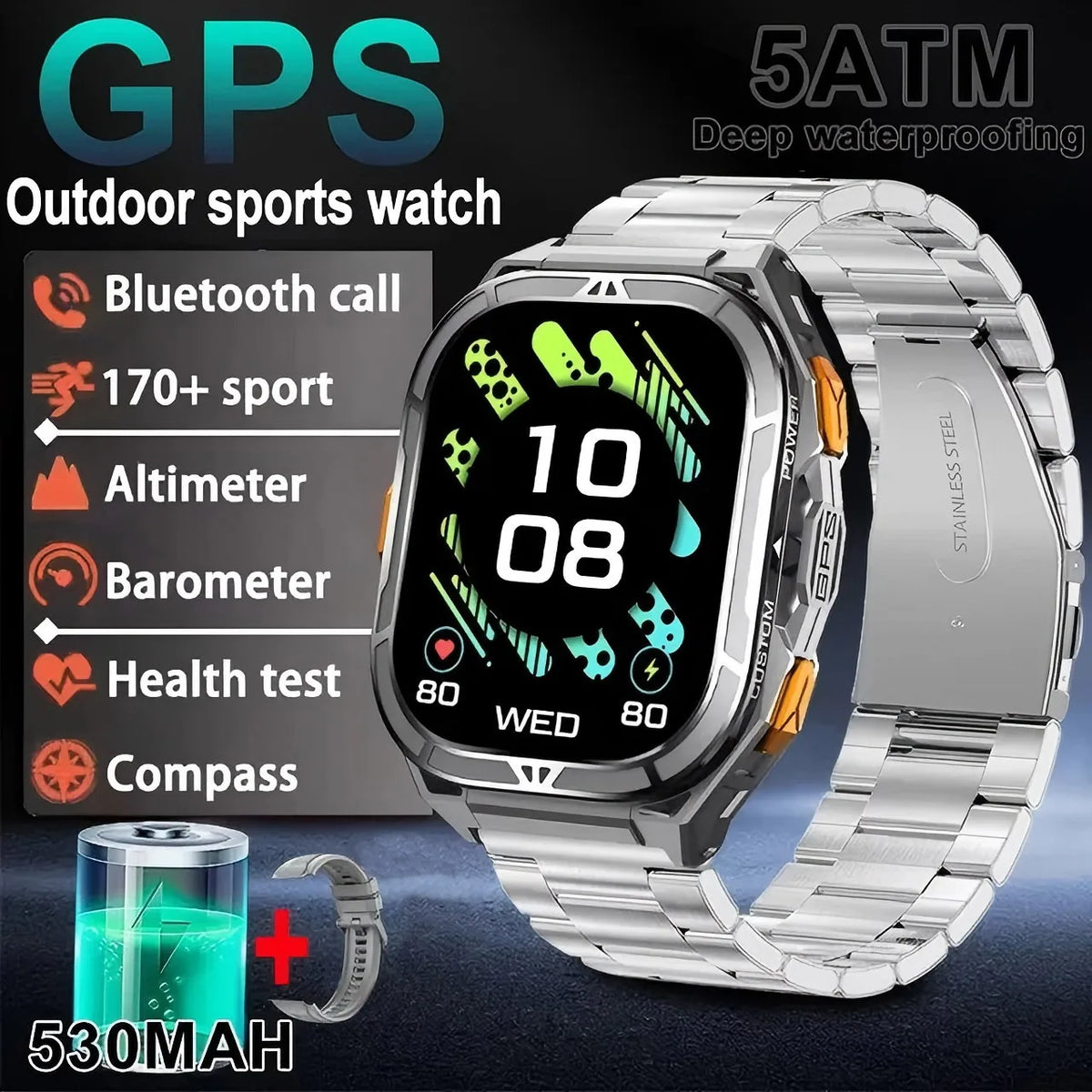 NEW TANK X5 Smartwatch 5ATM Waterproof GPS Dual-Frequency