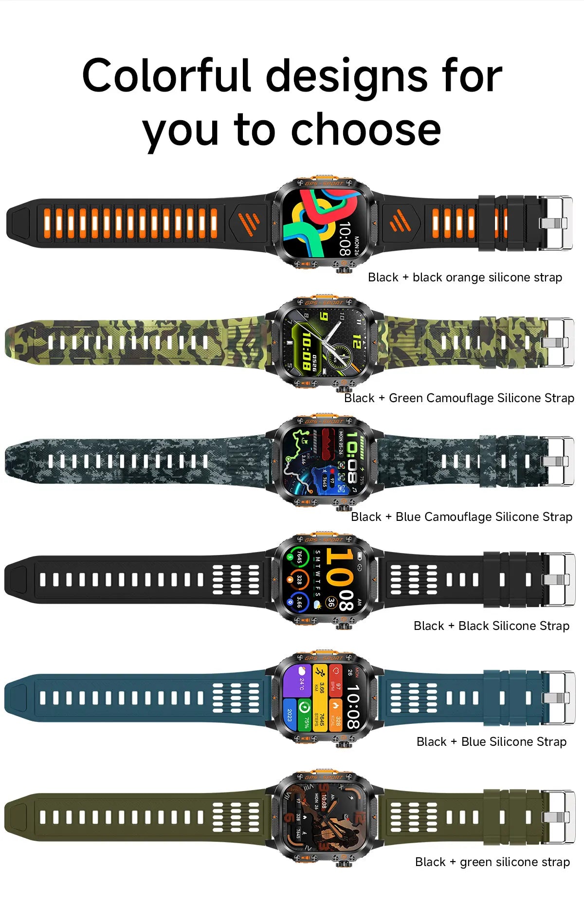 New Military Grade Outdoor GPS Smart Watches Men Compass