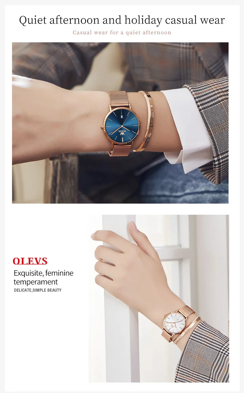 OLEVS Watches For Women Quartz Waterproof Watch Luxury