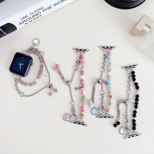 Laser Colorful Love Painted Bead Necklace Shoushan Stone Girls