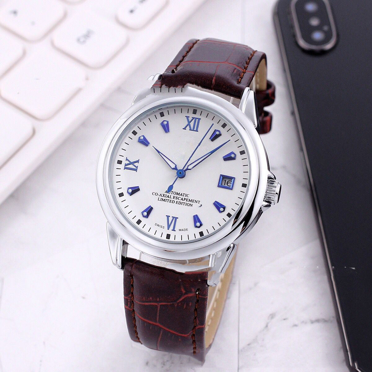 Mens Transparent Skeleton Mechanical Automatic Casual Watch