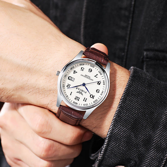 Men's Quartz Watch Belt Digital Calendar
