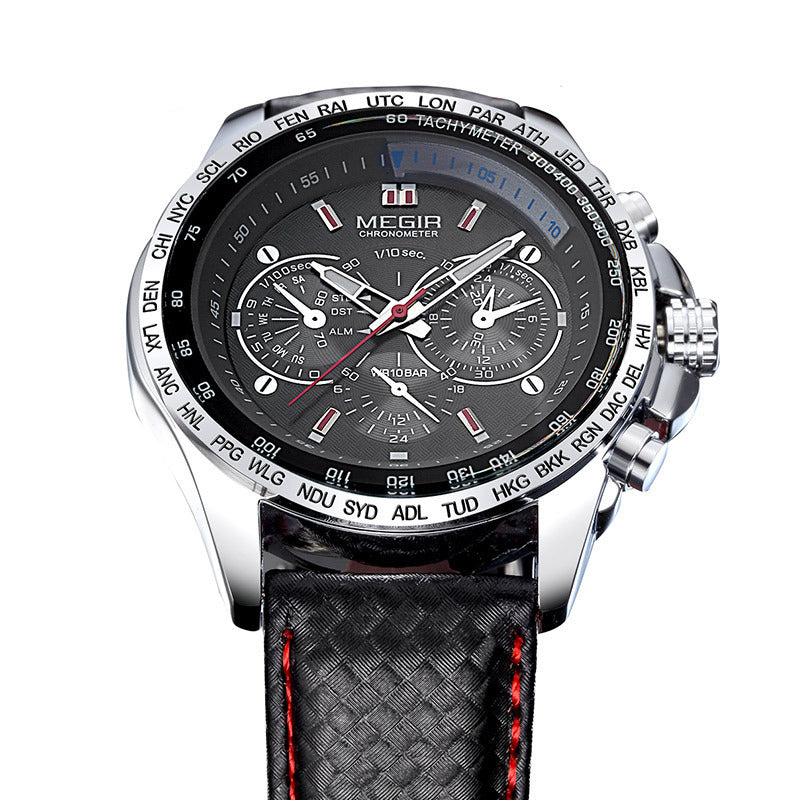 Multifunctional Chronograph Fashion Luminous Steel Case Quartz Watch