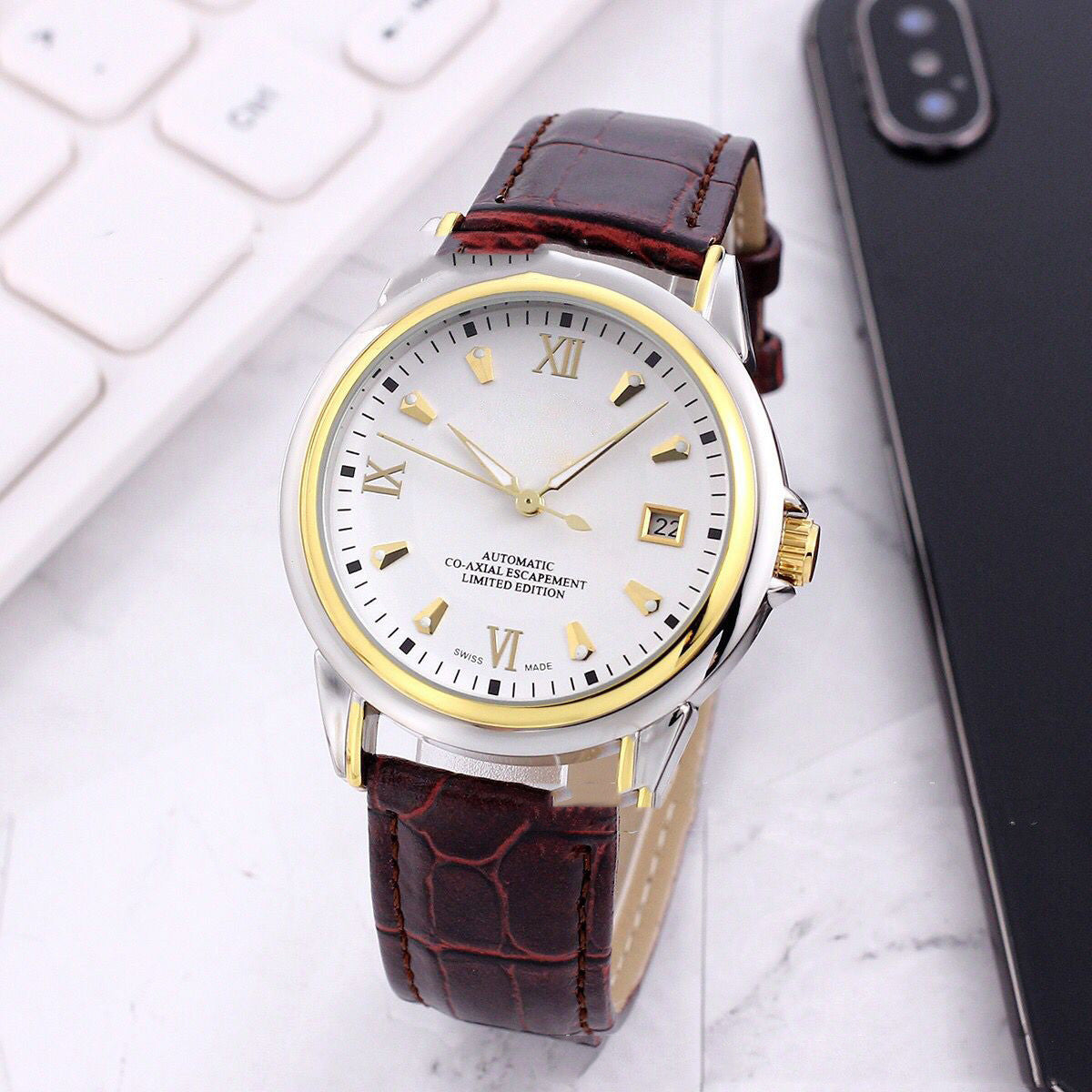 Mens Transparent Skeleton Mechanical Automatic Casual Watch