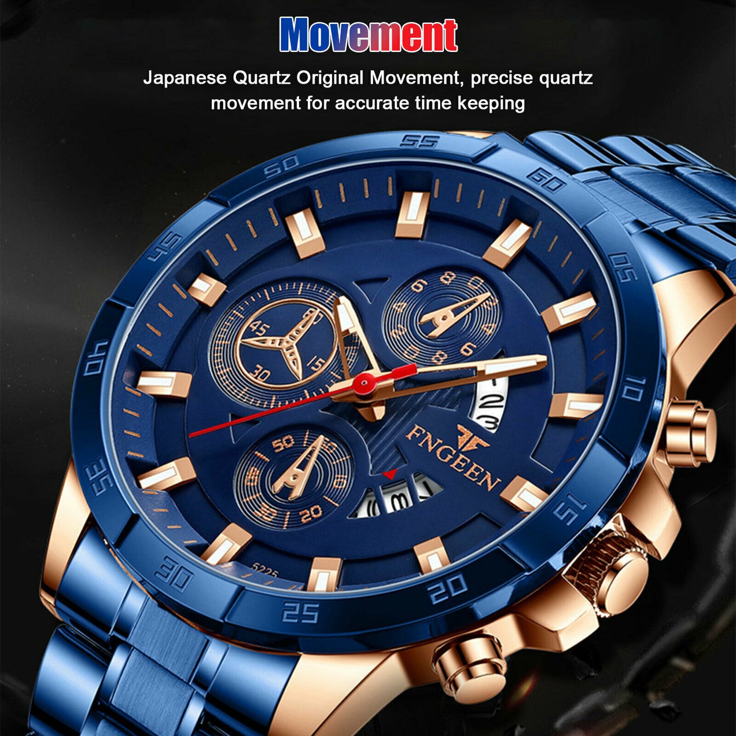 Waterproof Men Quartz Analog Watch Classic Stainless Steel Business Wristwatch