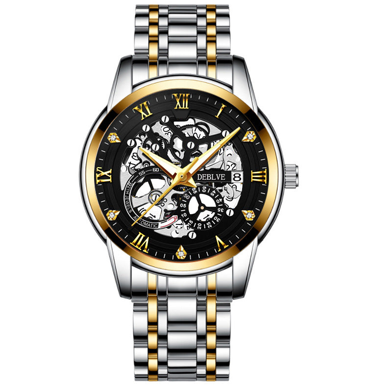 Skeleton Mechanical Hand Calendar Luminous Watch