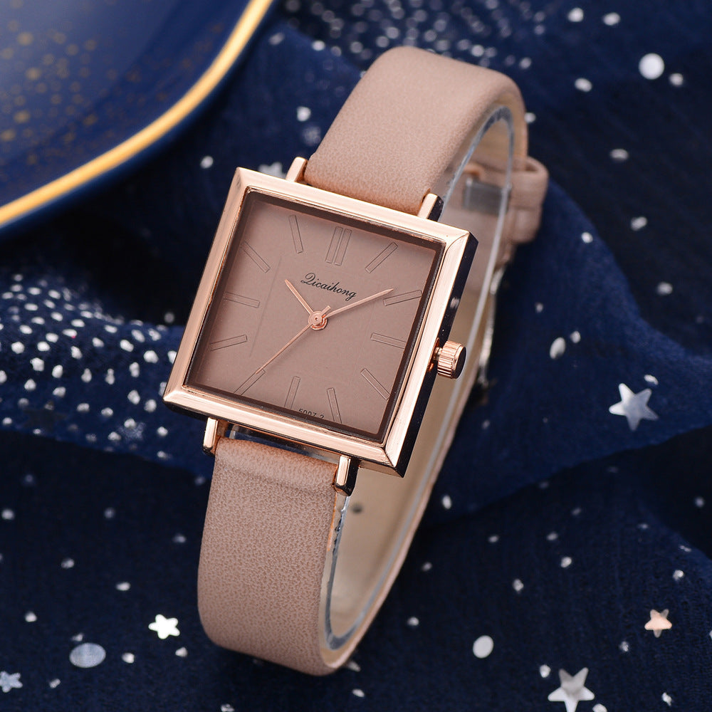 Ladies Fashion Trend Simple Pure Color Scale Belt Quartz Watch