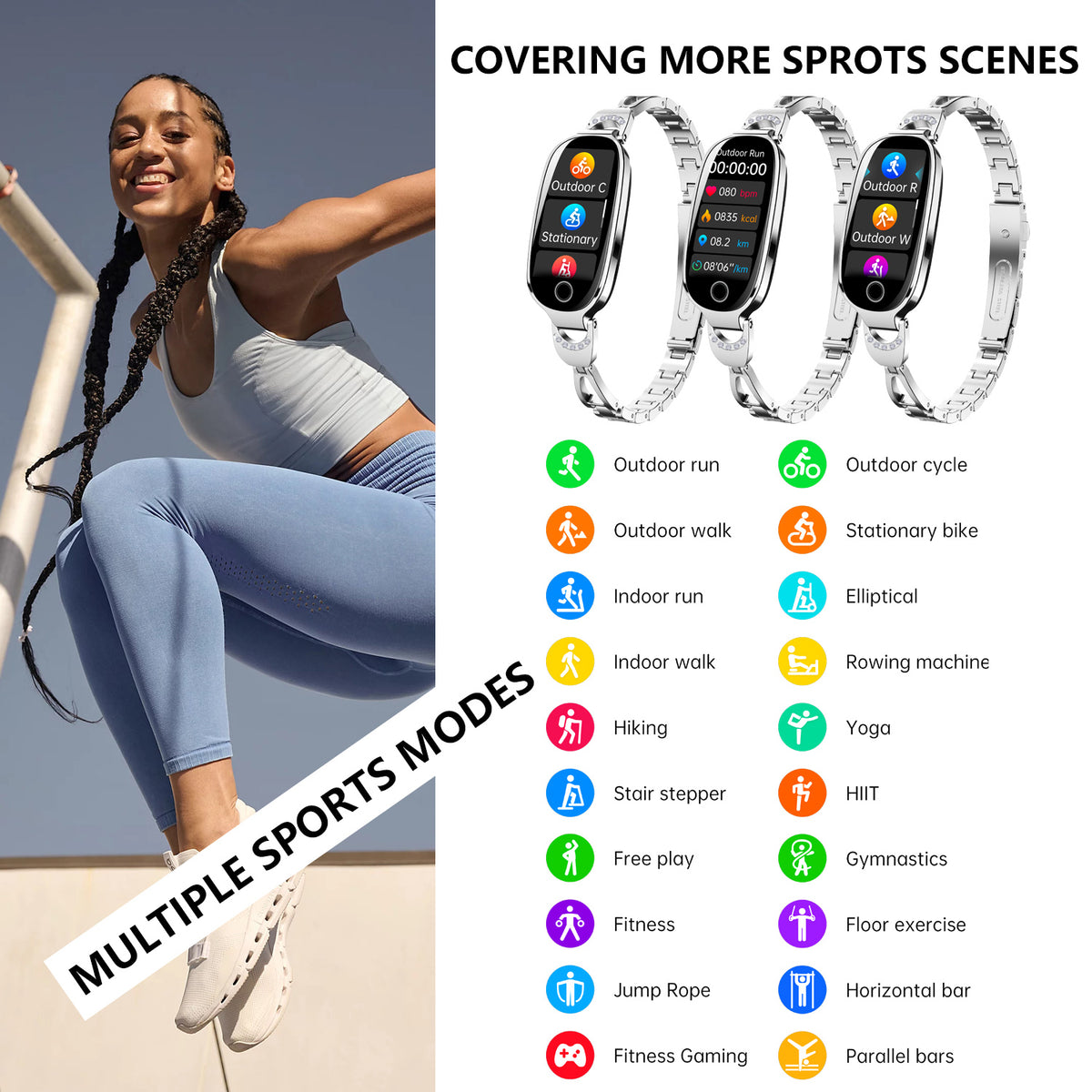 Gold Smartwatch For Women Compatible Blood Pressure