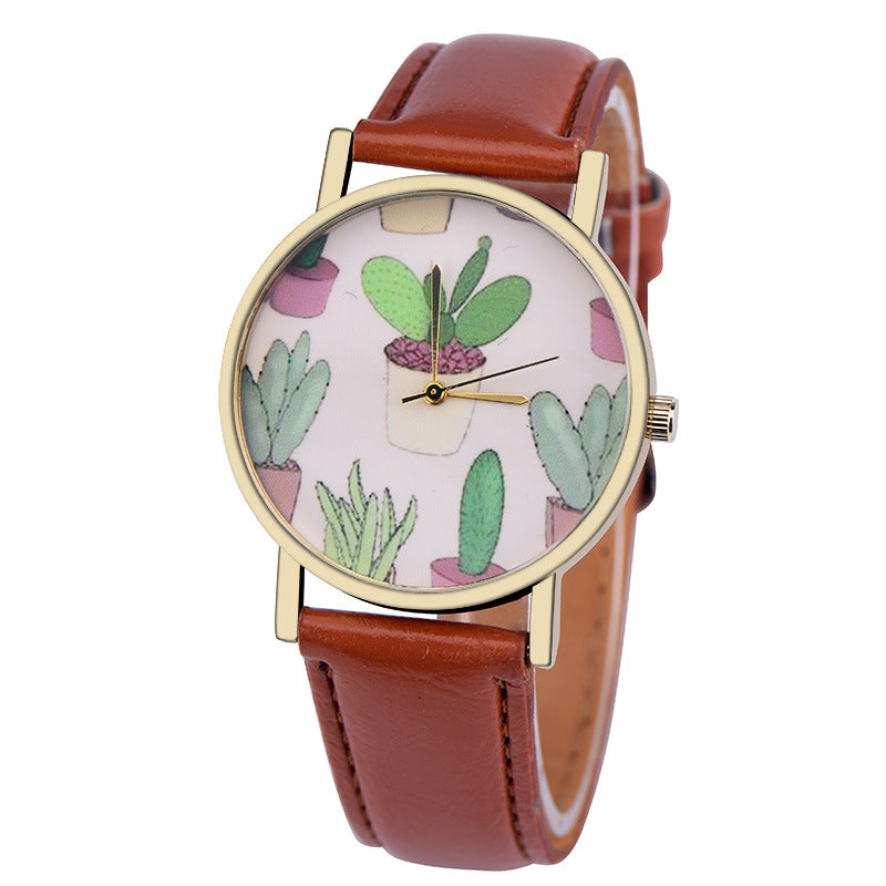 Casual Style Cactus Potted Belt Watch