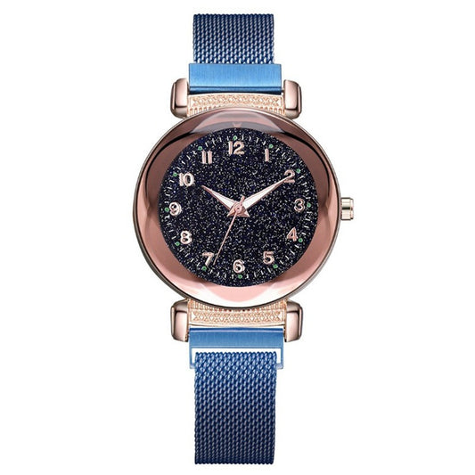 Diamond Starry Sky Digital Luminous Milan Mesh Belt Ladies Watch