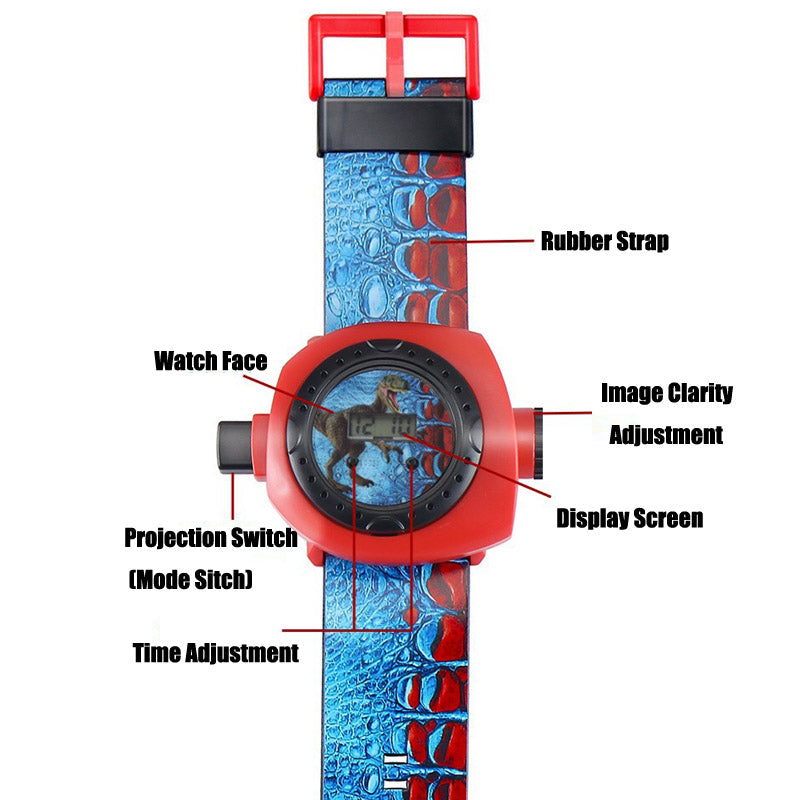 Cartoon Electronic Watch 3D Dinosaur 24 Picture Projection Watch