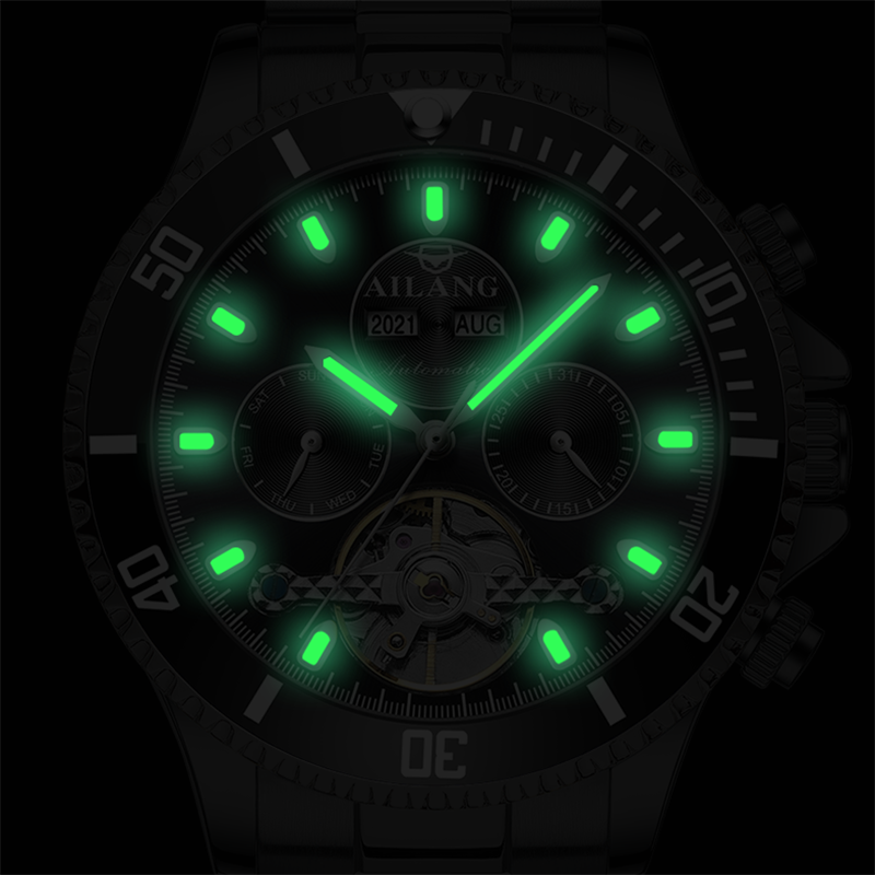 Automatic Green Water Ghost Hollow Mechanical Luminous Watch
