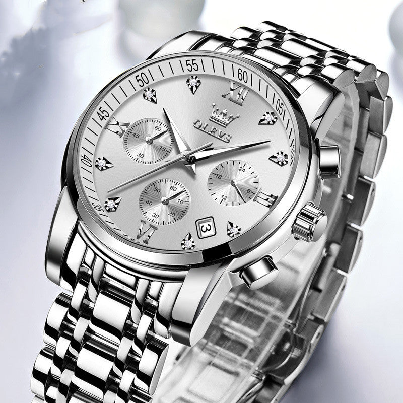 Luxury Brand Men Watches Chronograph Stainless Steel