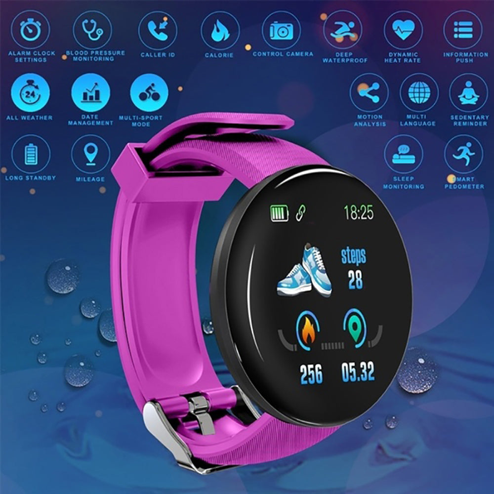 D18 Bluetooth Smart Watch, Men Women Blood Pressure Heart Rate