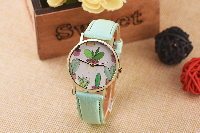 Casual Style Cactus Potted Belt Watch