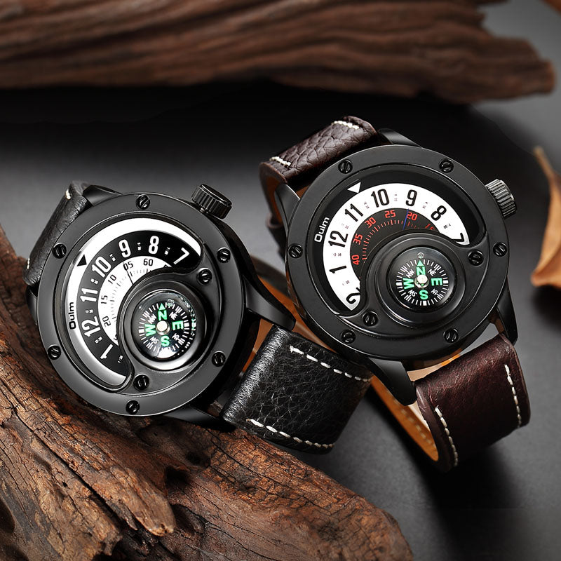 Unique Design Male Quartz Clock Men's Leather Strap Casual Wrist Watch