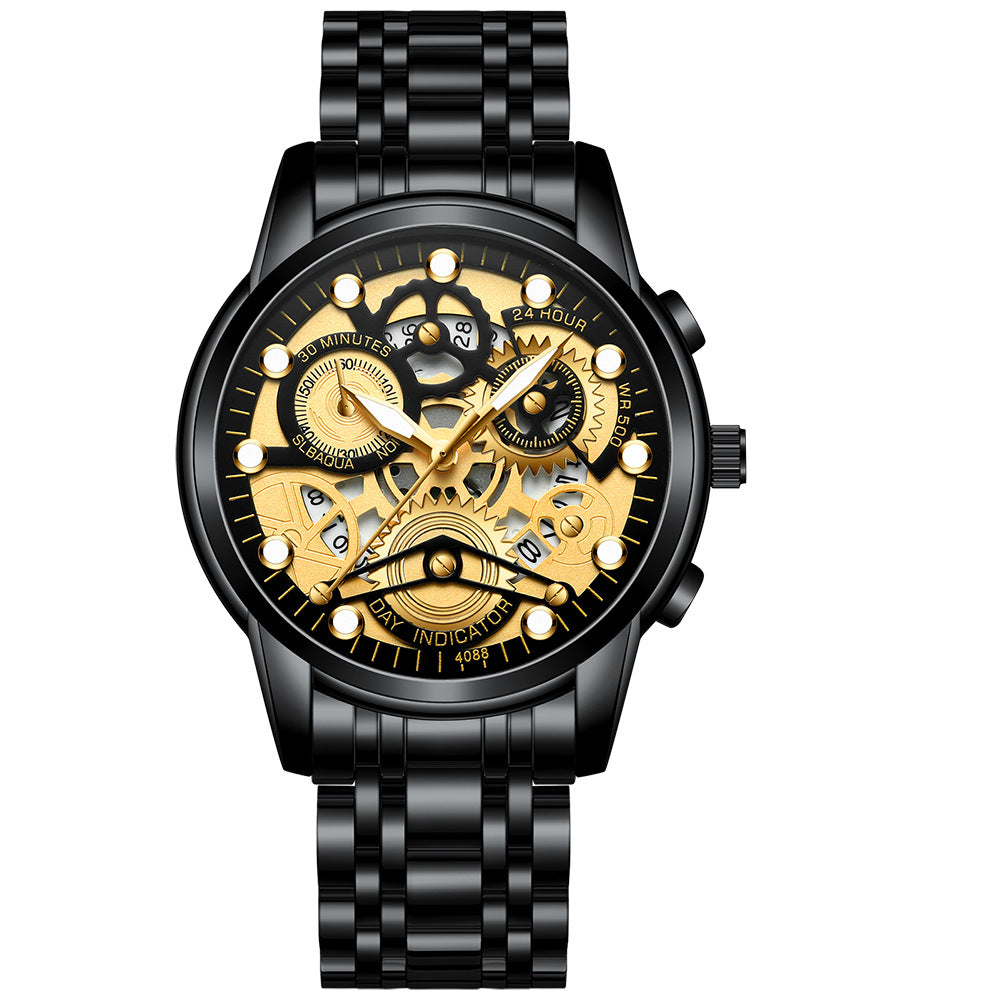 Black Watch Male Quartz Watch Fashion Hollow